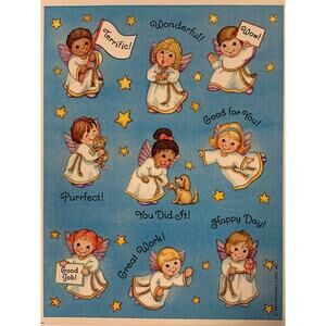 Little Angels Teacher Stickers Hallmark Cards Single Sticker Sheet 1995 School S